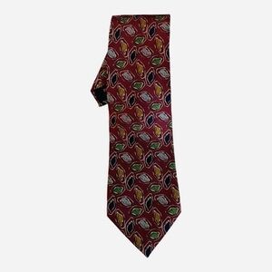 Fendi Silk Necktie Burgundy Multicolor Abstract Print Made in Italy VG